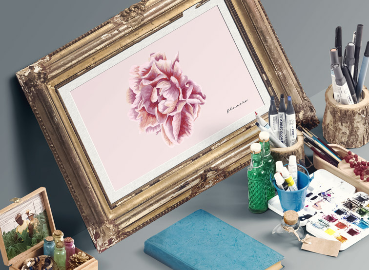 Picture Frame with Art Equipment