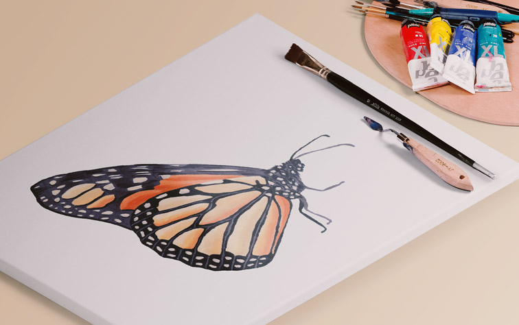 Paper with Painting Tubes and Brushes