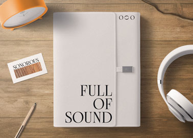 Closed Folder With Headphones and Stationery