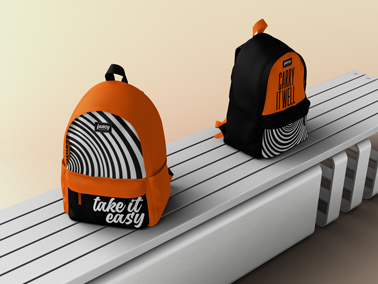 Backpacks on a Bench
