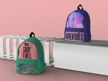 Two Backpacks, One on a Bench