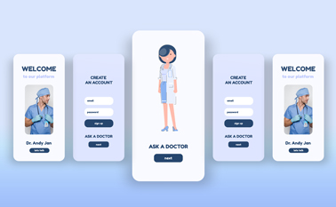 Five Phone Screens Front View