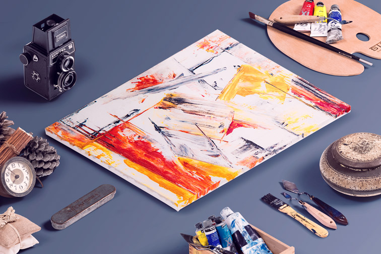 Painting Suppliers on a Blue Background