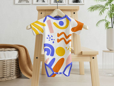 Grenouillère suspendu à côté d'un panier