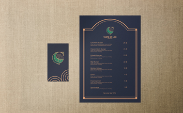 Restaurant Menu High Angle View