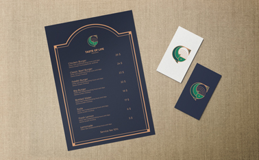 Restaurant Menu With Two Table Cards