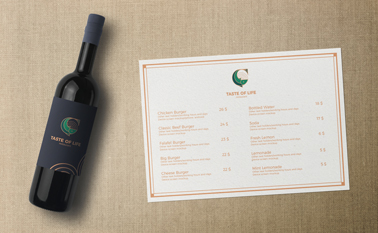 Restaurant Menu With a Wine Bottle