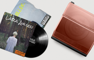 Closed Record Player With Vinyls 