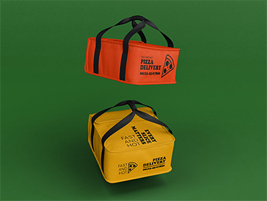 Two Delivery Bags in the Air