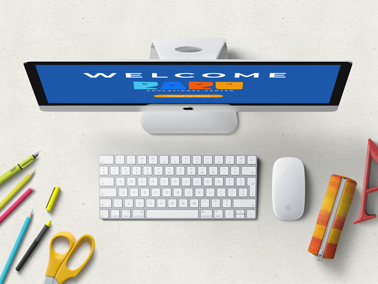 iMac and Stationery High Angle View