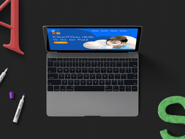 MacBook on a Desk High Angle View