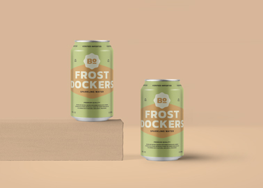 Two Cans, One on a Wooden Stand