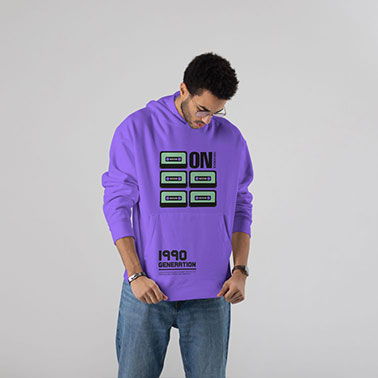 Male Looking at His Hoodie