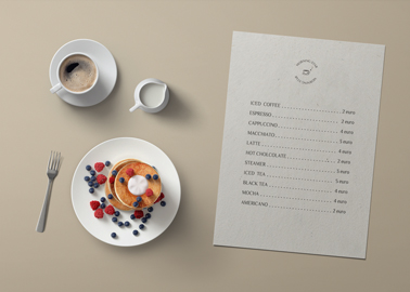 Breakfast Spread With a Menu 
