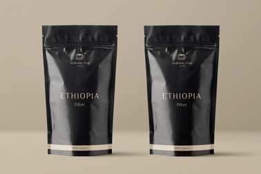 Two Packages of Coffee Front View