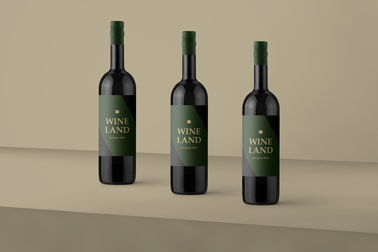 Three Bottles of Red Wine Right Angle View