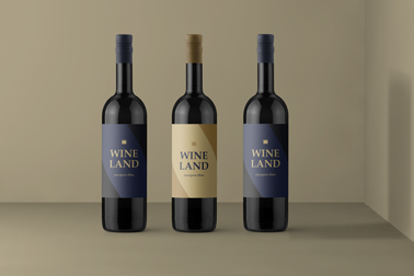 Three Bottles of Red Wine Front View