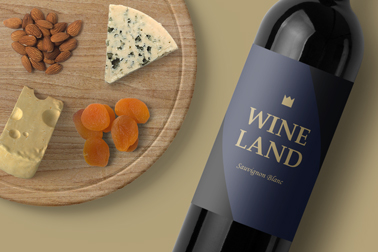 Zoomed Red Wine Bottle with Cheese Board