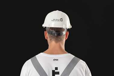 Man Wearing a Helmet Back View