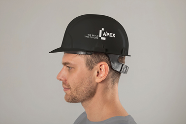 Man Wearing a Helmet Side View