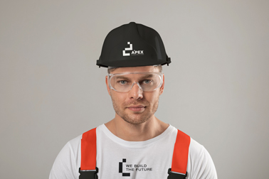 Man Wearing a Helmet and Goggles