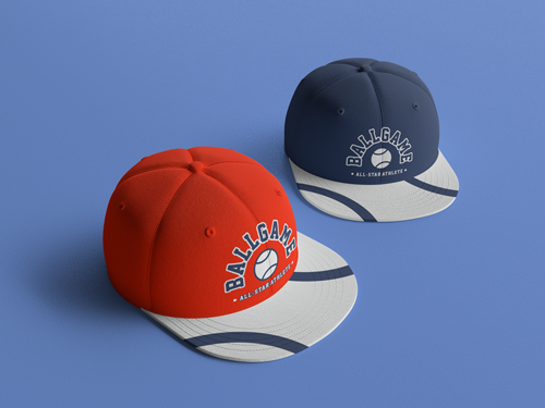 Deux casquettes de baseball vues de dessus