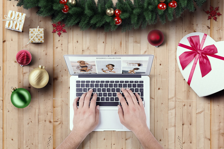 Christmas Workspace with Ornaments