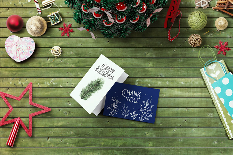 Christmas Assets on a Wooden Background