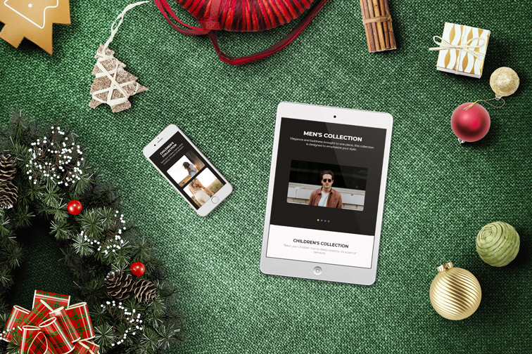 iPhone and iPad on a Christmas Background