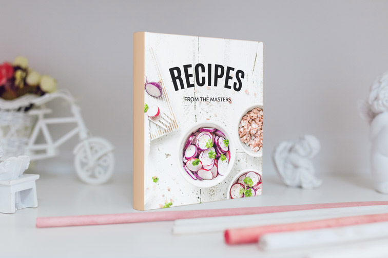 Vertical Recipe Book on a Shelf