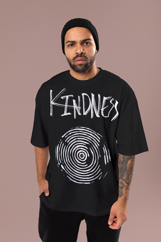 Man Wearing a T-shirt Half View