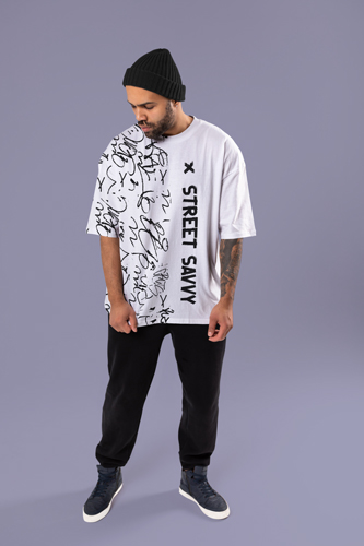 Man in an Oversized T-shirt Full View