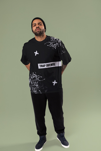 Man in an Oversized Outfit Full View