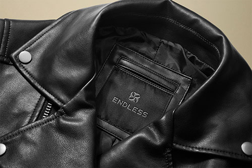 Apparel Tag on a Leather Jacket
