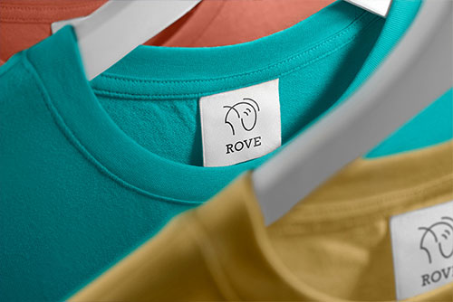 Tags on T-shirts Closeup View