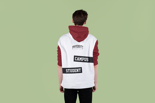 Man in a Trendy Hoodie Back View