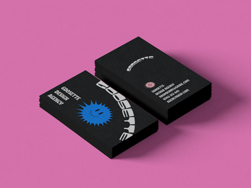 Two Stacks of Business Cards Top View