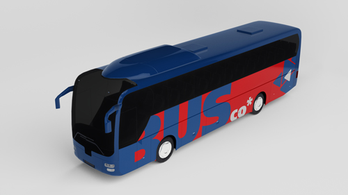 Branded Bus High Angle View