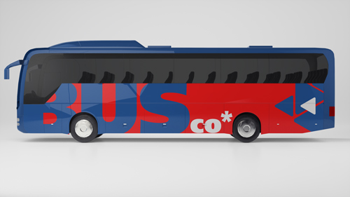 Branded Bus Side View