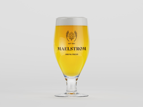 Single Beer Glass Front View