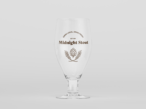 Empty Beer Glass Front View