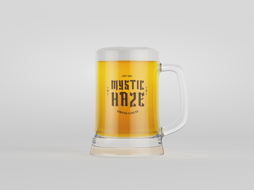 Single Big Beer Glass Front View