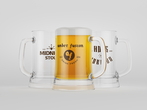 Three Big Glasses, One Full of Beer 