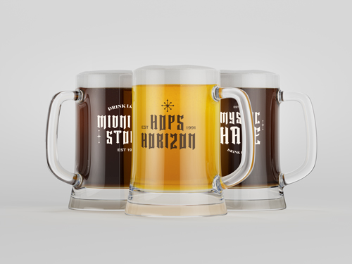 Three Big Glasses Full of Beer