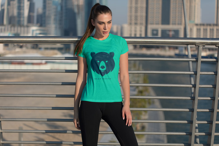 Girl Standing on a City Background