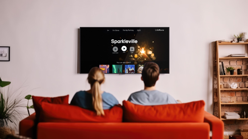 Couple Watching TV Back View