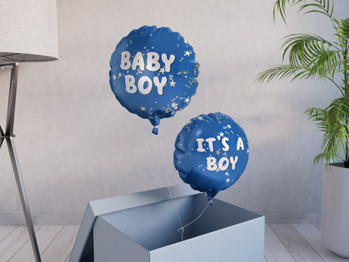 Festive Balloons in a Carton Box