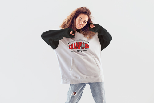 Woman Wearing a Hoodie Front View