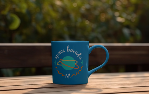 Mug Full of Coffee in a Garden