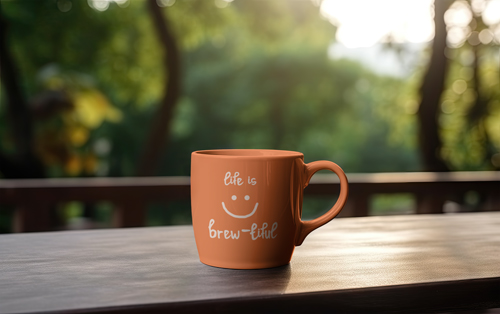 Smiley Mug on a Balcony